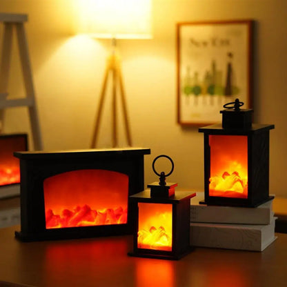LED Simulated Flame Fireplace Lamp – Retro Decorative Light
